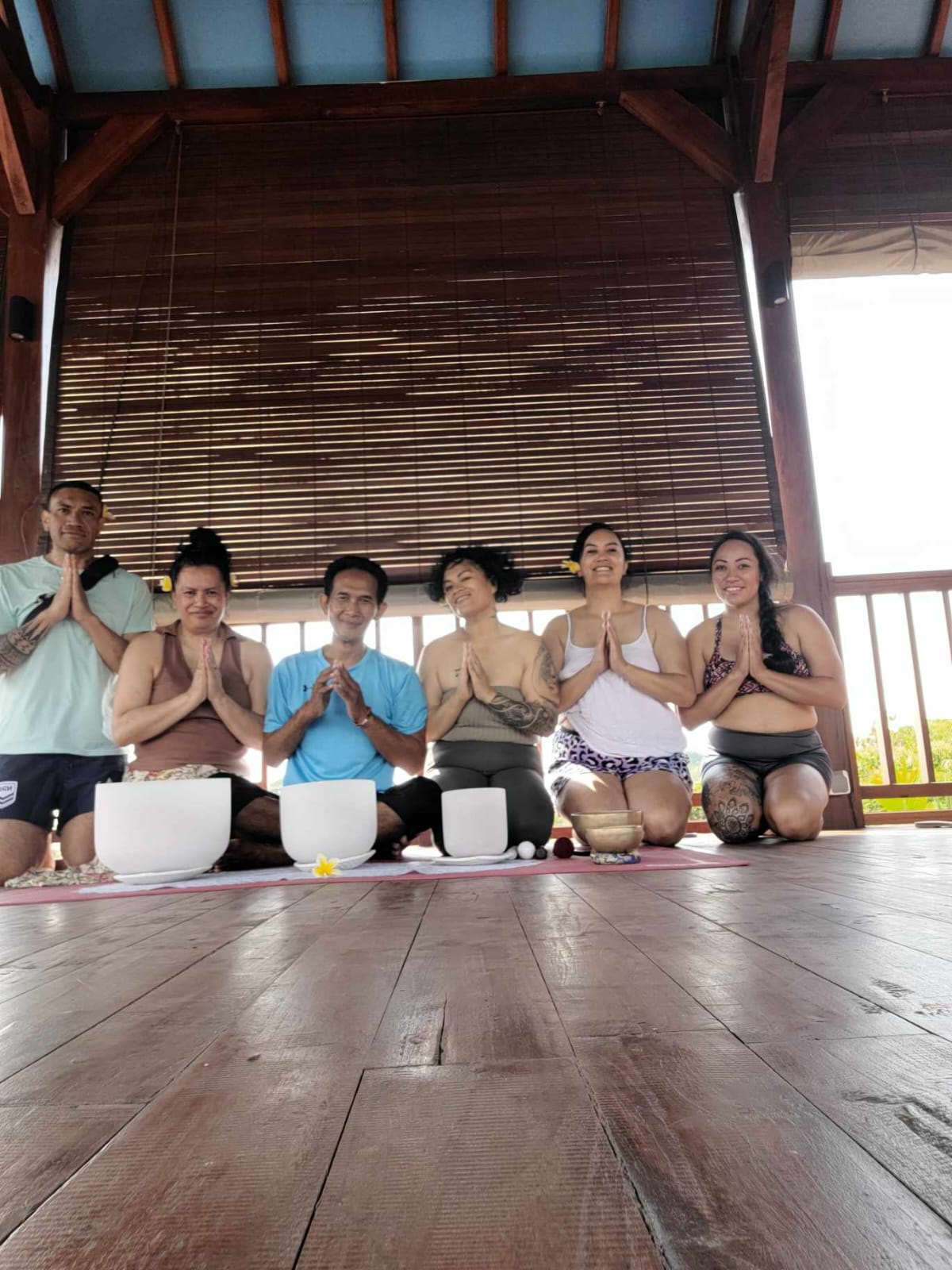 Sound bowl ceremony during retreat